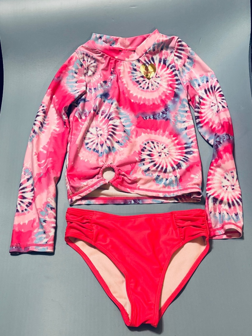 Betsy Johnson Girls 2 Piece  Rash Guard Swimsuit Sz L(12)